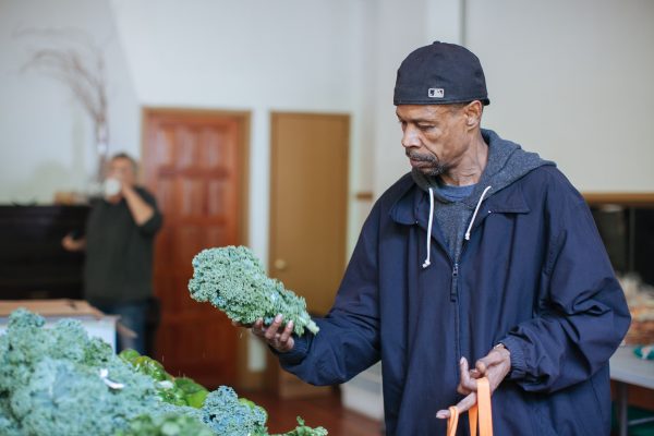 man with kale
